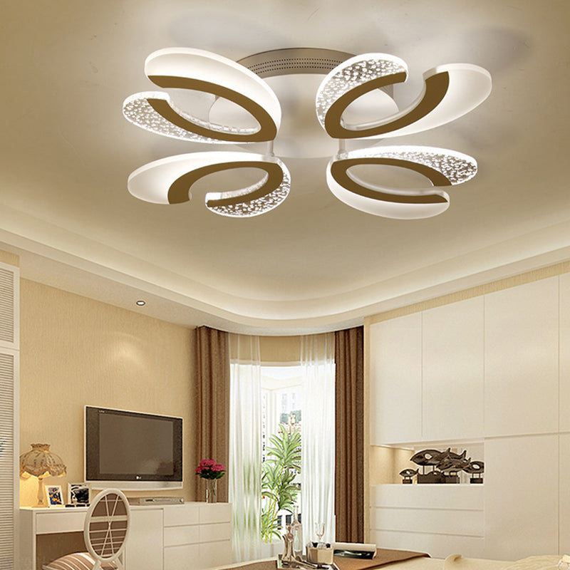 White Floral Ceiling Mounted Light Minimalistic LED Acrylic Flush Mount Light for Living Room 4 White Clearhalo 'Ceiling Lights' 'Close To Ceiling Lights' 'Close to ceiling' 'Flush mount' Lighting' 2459884