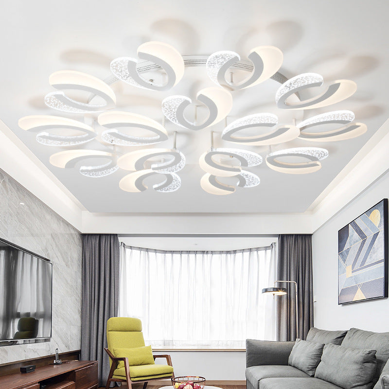 White Floral Ceiling Mounted Light Minimalistic LED Acrylic Flush Mount Light for Living Room 15 White Clearhalo 'Ceiling Lights' 'Close To Ceiling Lights' 'Close to ceiling' 'Flush mount' Lighting' 2459885