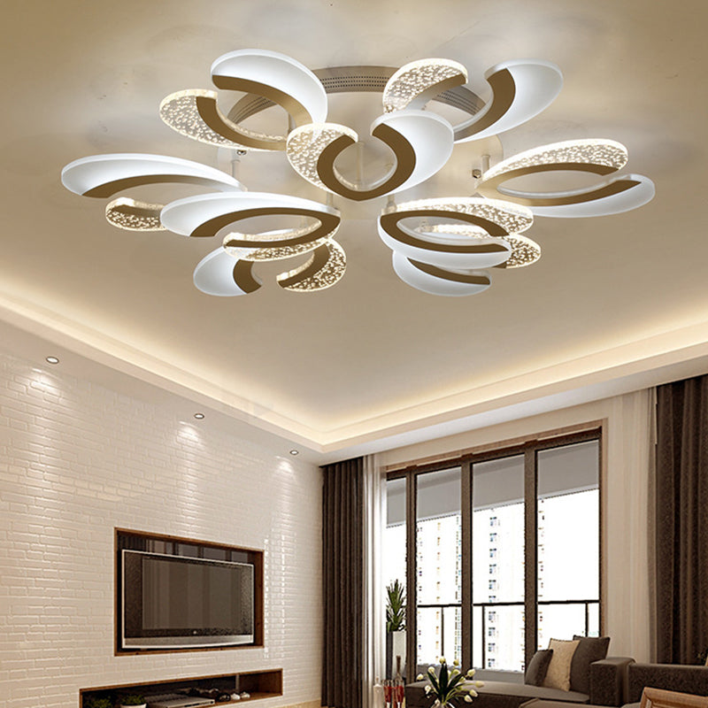 White Floral Ceiling Mounted Light Minimalistic LED Acrylic Flush Mount Light for Living Room 9 White Clearhalo 'Ceiling Lights' 'Close To Ceiling Lights' 'Close to ceiling' 'Flush mount' Lighting' 2459886