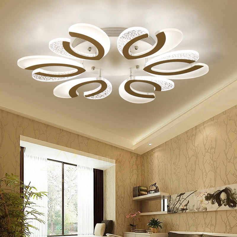 White Floral Ceiling Mounted Light Minimalistic LED Acrylic Flush Mount Light for Living Room 6 White Clearhalo 'Ceiling Lights' 'Close To Ceiling Lights' 'Close to ceiling' 'Flush mount' Lighting' 2459887