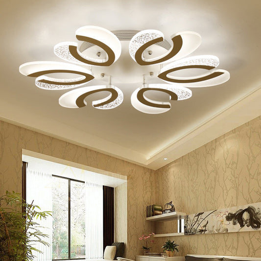 White Floral Ceiling Mounted Light Minimalistic LED Acrylic Flush Mount Light for Living Room 6 White Clearhalo 'Ceiling Lights' 'Close To Ceiling Lights' 'Close to ceiling' 'Flush mount' Lighting' 2459887