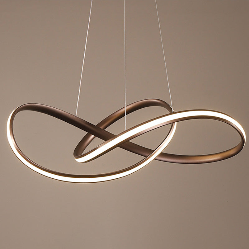 Seamless Curve Ceiling Pendant Light Simple Style Metal Dining Room LED Chandelier Coffee Clearhalo 'Ceiling Lights' 'Modern Pendants' 'Modern' 'Pendant Lights' 'Pendants' Lighting' 2459931