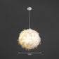 Spherical Bedroom Hanging Pendant Feather 1 Head Minimalistic Suspension Light in White Clearhalo 'Ceiling Lights' 'Modern Pendants' 'Modern' 'Pendant Lights' 'Pendants' Lighting' 2459938