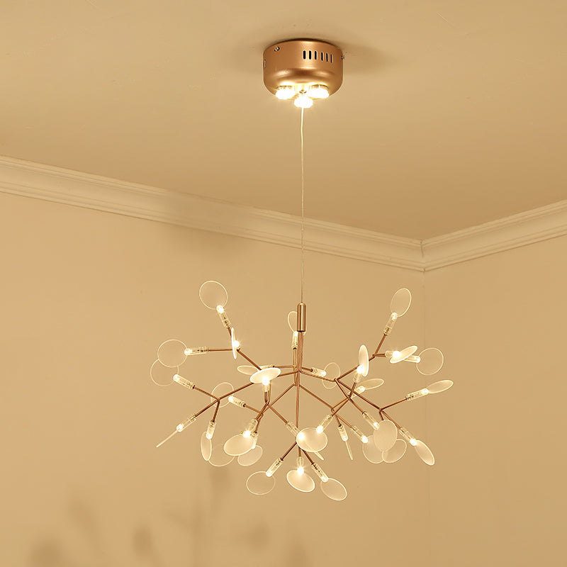 Designer Heracleum Chandelier Acrylic Living Room LED Pendant Light Fixture in Bronze 30 Bronze Warm Clearhalo 'Ceiling Lights' 'Chandeliers' 'Modern Chandeliers' 'Modern' Lighting' 2459957