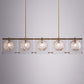 Hexagon-Cut Glass Ball Hanging Lamp Artistry 5-Head Brass Finish Island Light Fixture Clearhalo 'Ceiling Lights' 'Island Lights' Lighting' 2460008