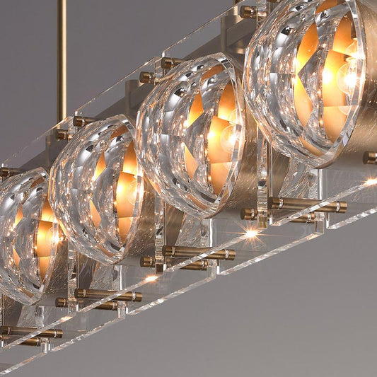 Hexagon-Cut Glass Ball Hanging Lamp Artistry 5-Head Brass Finish Island Light Fixture Clearhalo 'Ceiling Lights' 'Island Lights' Lighting' 2460009