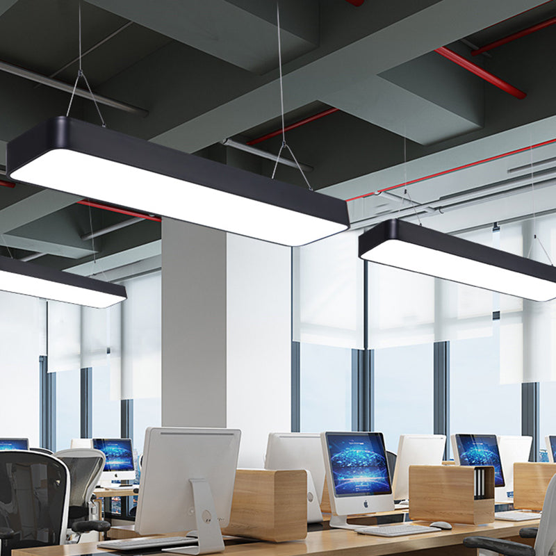 Simple Rectangle Pendant Lighting Metal Office LED Hanging Light with Acrylic Diffuser Clearhalo 'Ceiling Lights' 'Modern Pendants' 'Modern' 'Pendant Lights' 'Pendants' Lighting' 2460017