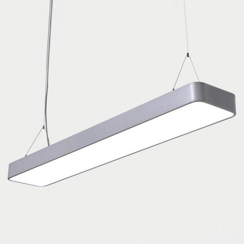 Simple Rectangle Pendant Lighting Metal Office LED Hanging Light with Acrylic Diffuser Silver Clearhalo 'Ceiling Lights' 'Modern Pendants' 'Modern' 'Pendant Lights' 'Pendants' Lighting' 2460018