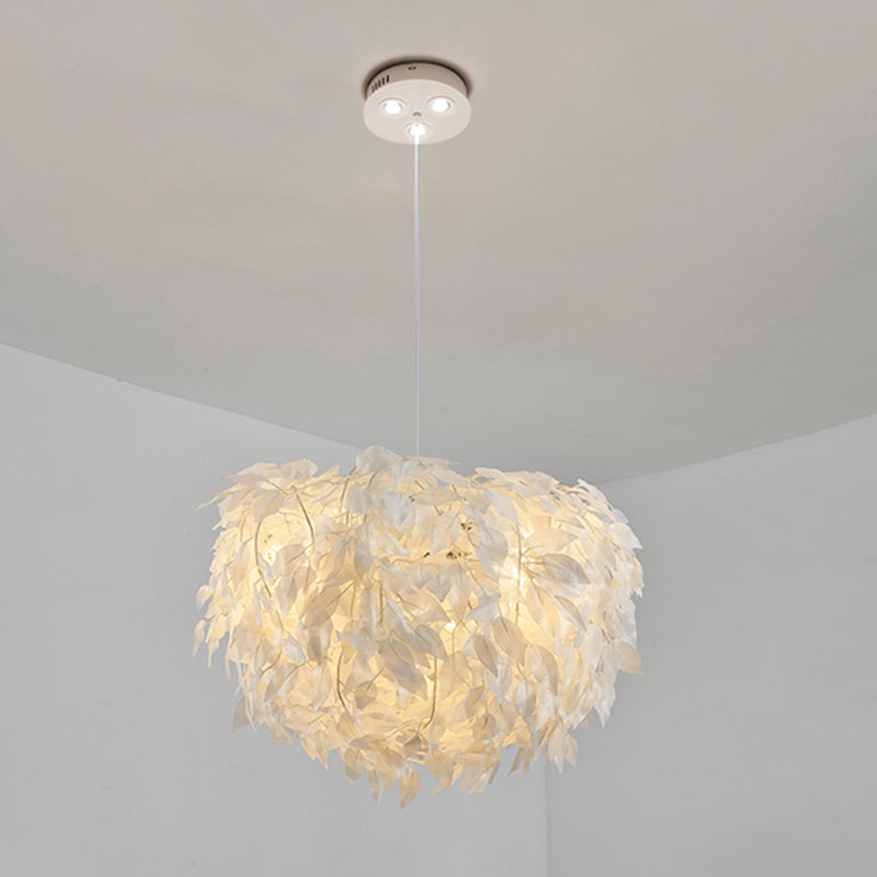 Domed Suspension Pendant Light Nordic Fabric Living Room Hanging Light Fixture in White White with Spot Light Clearhalo 'Ceiling Lights' 'Modern Pendants' 'Modern' 'Pendant Lights' 'Pendants' Lighting' 2460042