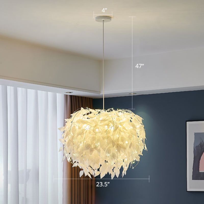 Domed Suspension Pendant Light Nordic Fabric Living Room Hanging Light Fixture in White Clearhalo 'Ceiling Lights' 'Modern Pendants' 'Modern' 'Pendant Lights' 'Pendants' Lighting' 2460048