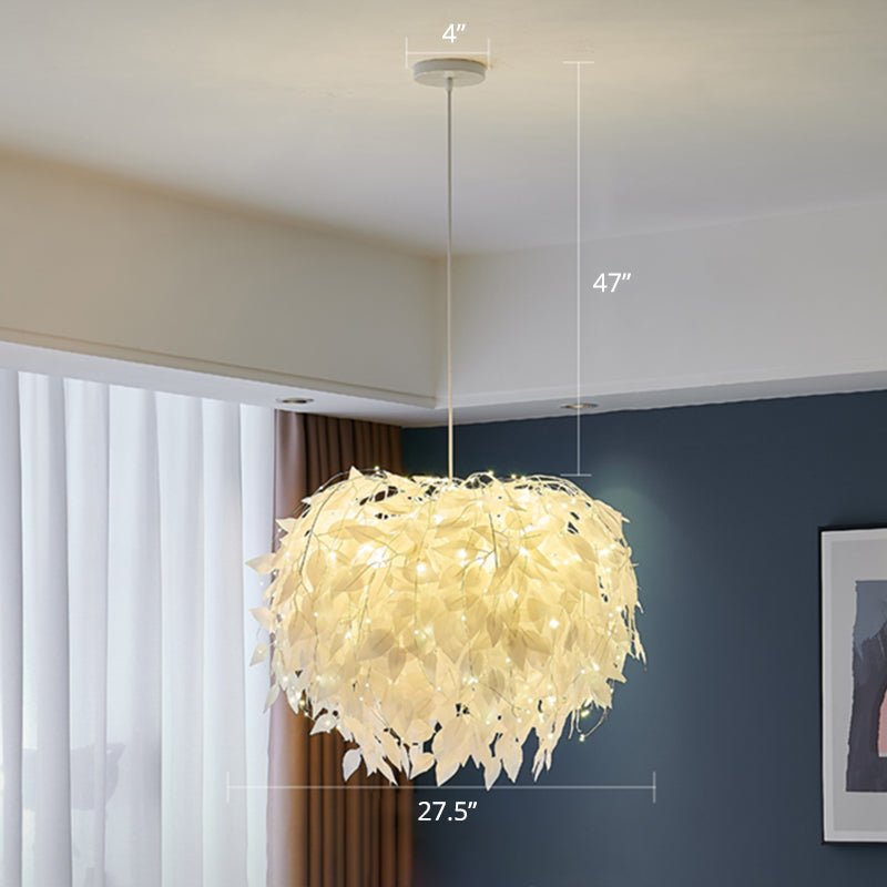 Domed Suspension Pendant Light Nordic Fabric Living Room Hanging Light Fixture in White Clearhalo 'Ceiling Lights' 'Modern Pendants' 'Modern' 'Pendant Lights' 'Pendants' Lighting' 2460049