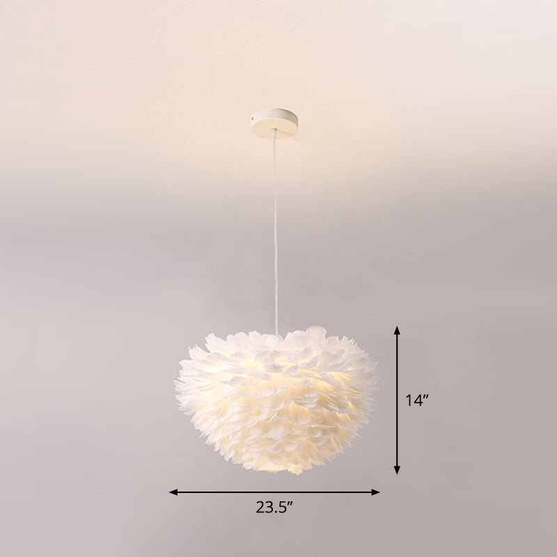 Domed Suspension Pendant Light Nordic Fabric Living Room Hanging Light Fixture in White Clearhalo 'Ceiling Lights' 'Modern Pendants' 'Modern' 'Pendant Lights' 'Pendants' Lighting' 2460052