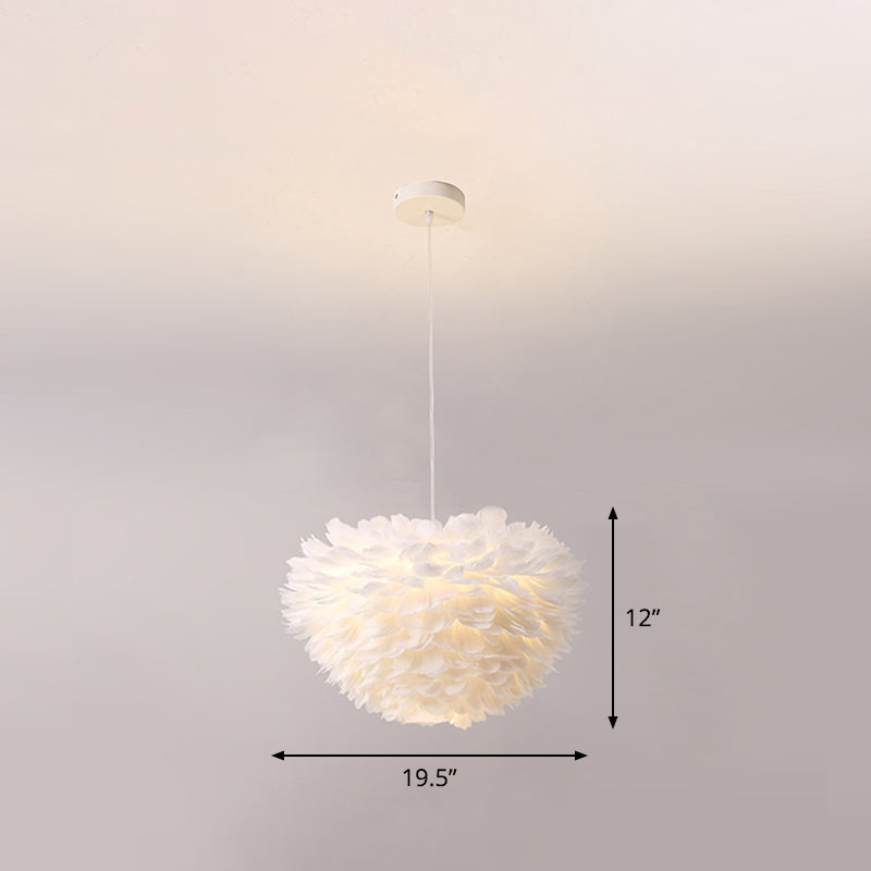 Domed Suspension Pendant Light Nordic Fabric Living Room Hanging Light Fixture in White Clearhalo 'Ceiling Lights' 'Modern Pendants' 'Modern' 'Pendant Lights' 'Pendants' Lighting' 2460054