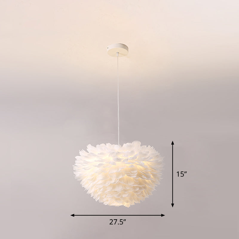 Domed Suspension Pendant Light Nordic Fabric Living Room Hanging Light Fixture in White Clearhalo 'Ceiling Lights' 'Modern Pendants' 'Modern' 'Pendant Lights' 'Pendants' Lighting' 2460055