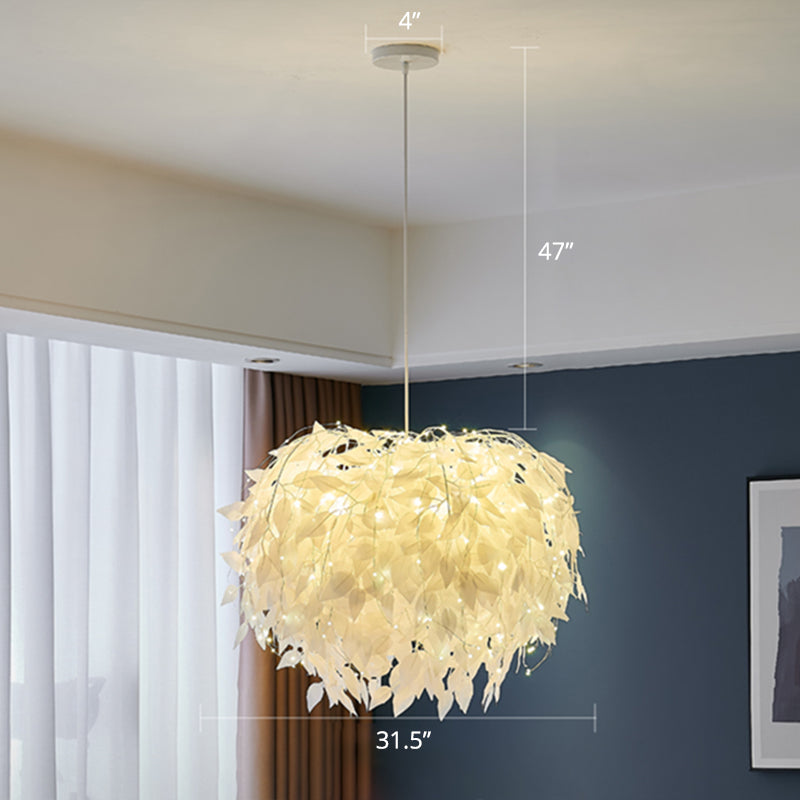 Domed Suspension Pendant Light Nordic Fabric Living Room Hanging Light Fixture in White Clearhalo 'Ceiling Lights' 'Modern Pendants' 'Modern' 'Pendant Lights' 'Pendants' Lighting' 2460059
