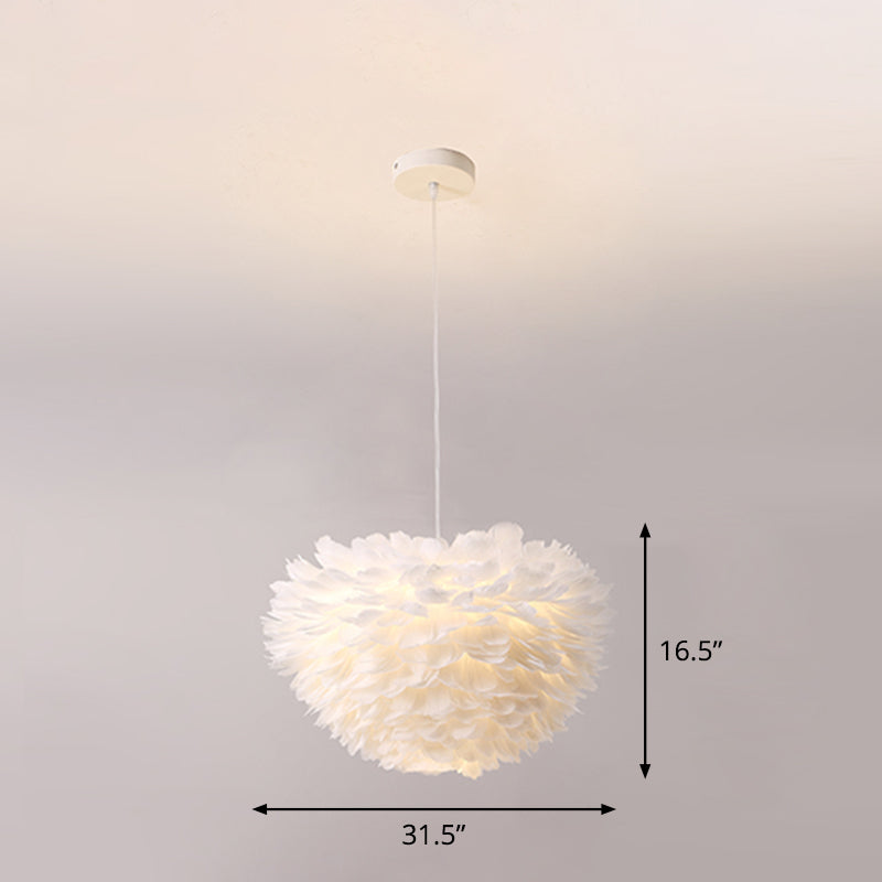 Domed Suspension Pendant Light Nordic Fabric Living Room Hanging Light Fixture in White Clearhalo 'Ceiling Lights' 'Modern Pendants' 'Modern' 'Pendant Lights' 'Pendants' Lighting' 2460062
