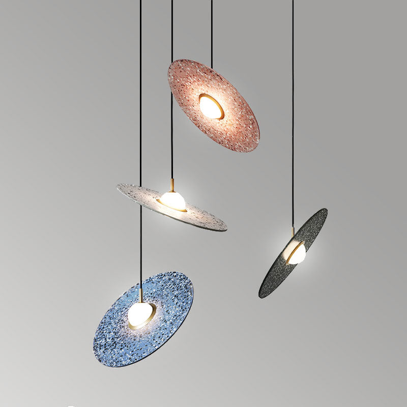Terrazzo Disc Suspension Lighting Minimalism Single-Bulb Ceiling Pendant Light over Table Clearhalo 'Ceiling Lights' 'Modern Pendants' 'Modern' 'Pendant Lights' 'Pendants' Lighting' 2460063