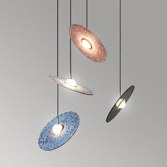 Terrazzo Disc Suspension Lighting Minimalism Single-Bulb Ceiling Pendant Light over Table Clearhalo 'Ceiling Lights' 'Modern Pendants' 'Modern' 'Pendant Lights' 'Pendants' Lighting' 2460063
