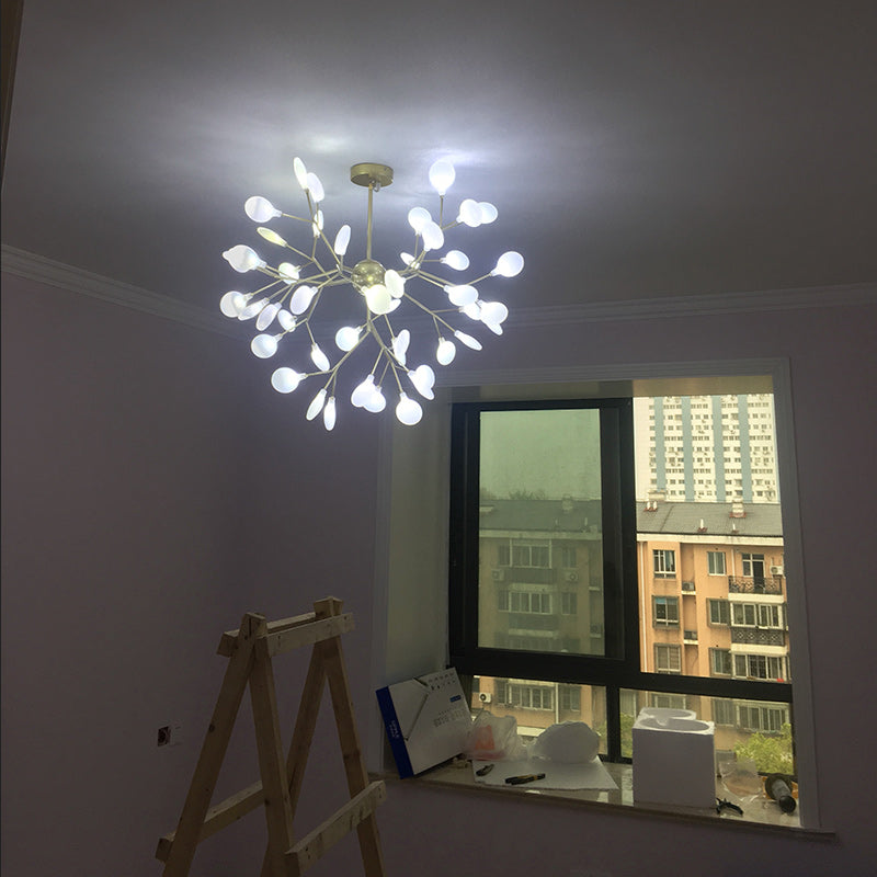 Acrylic Leaf Hanging Chandelier Designer Gold Finish Pendant Ceiling Light for Bedroom Clearhalo 'Ceiling Lights' 'Chandeliers' 'Modern Chandeliers' 'Modern' Lighting' 2460100