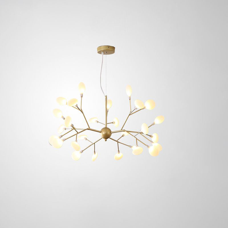 Acrylic Leaf Hanging Chandelier Designer Gold Finish Pendant Ceiling Light for Bedroom Gold 23.5" Branch Clearhalo 'Ceiling Lights' 'Chandeliers' 'Modern Chandeliers' 'Modern' Lighting' 2460101