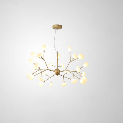 Acrylic Leaf Hanging Chandelier Designer Gold Finish Pendant Ceiling Light for Bedroom Gold 23.5" Branch Clearhalo 'Ceiling Lights' 'Chandeliers' 'Modern Chandeliers' 'Modern' Lighting' 2460101