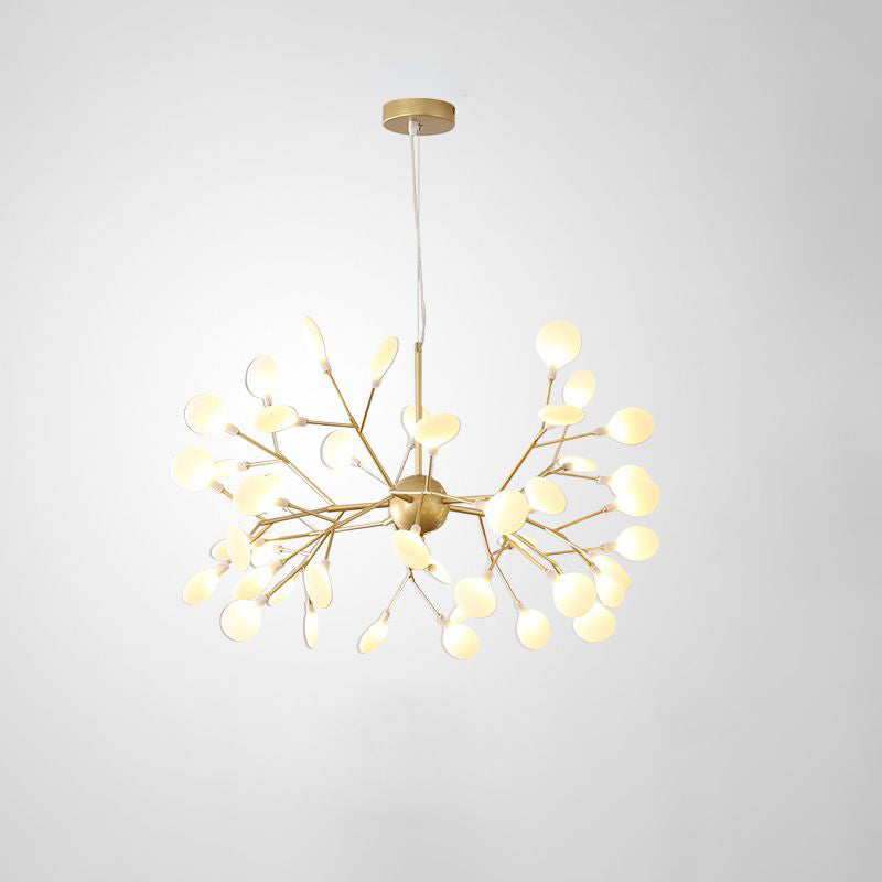 Acrylic Leaf Hanging Chandelier Designer Gold Finish Pendant Ceiling Light for Bedroom Gold 23.5" Tree Clearhalo 'Ceiling Lights' 'Chandeliers' 'Modern Chandeliers' 'Modern' Lighting' 2460105
