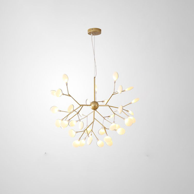 Acrylic Leaf Hanging Chandelier Designer Gold Finish Pendant Ceiling Light for Bedroom Gold 35.5" Branch Clearhalo 'Ceiling Lights' 'Chandeliers' 'Modern Chandeliers' 'Modern' Lighting' 2460106