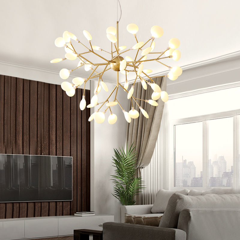 Acrylic Leaf Hanging Chandelier Designer Gold Finish Pendant Ceiling Light for Bedroom Clearhalo 'Ceiling Lights' 'Chandeliers' 'Modern Chandeliers' 'Modern' Lighting' 2460107