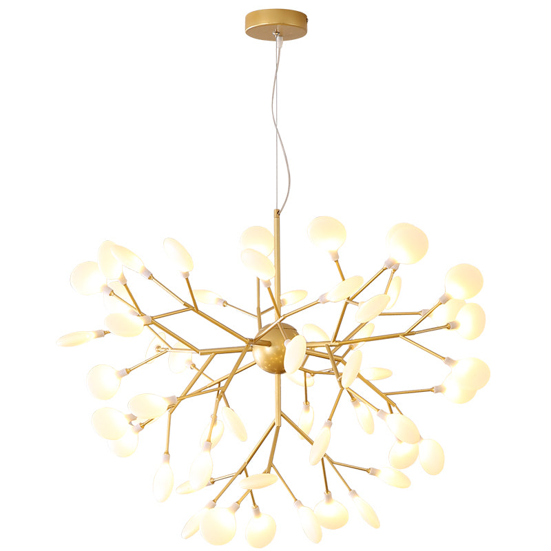 Acrylic Leaf Hanging Chandelier Designer Gold Finish Pendant Ceiling Light for Bedroom Clearhalo 'Ceiling Lights' 'Chandeliers' 'Modern Chandeliers' 'Modern' Lighting' 2460109