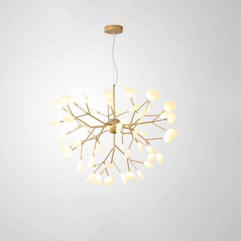 Acrylic Leaf Hanging Chandelier Designer Gold Finish Pendant Ceiling Light for Bedroom Gold 35.5" Tree Clearhalo 'Ceiling Lights' 'Chandeliers' 'Modern Chandeliers' 'Modern' Lighting' 2460110