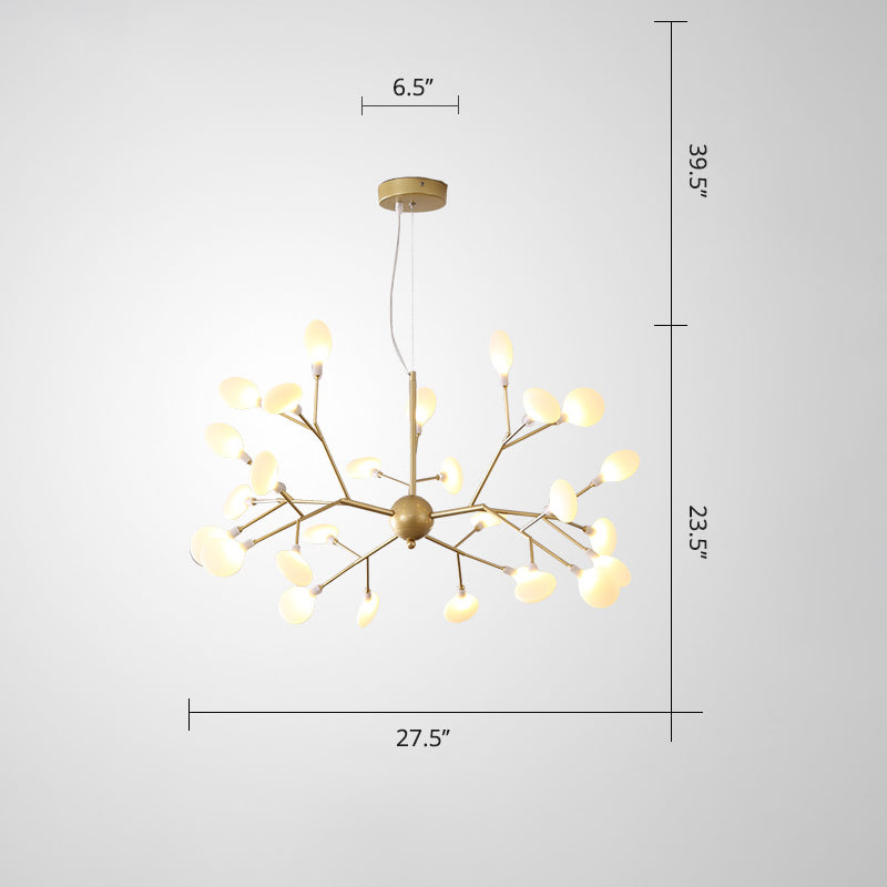 Acrylic Leaf Hanging Chandelier Designer Gold Finish Pendant Ceiling Light for Bedroom Clearhalo 'Ceiling Lights' 'Chandeliers' 'Modern Chandeliers' 'Modern' Lighting' 2460111
