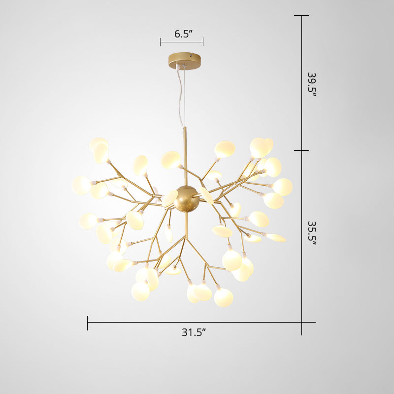 Acrylic Leaf Hanging Chandelier Designer Gold Finish Pendant Ceiling Light for Bedroom Clearhalo 'Ceiling Lights' 'Chandeliers' 'Modern Chandeliers' 'Modern' Lighting' 2460115