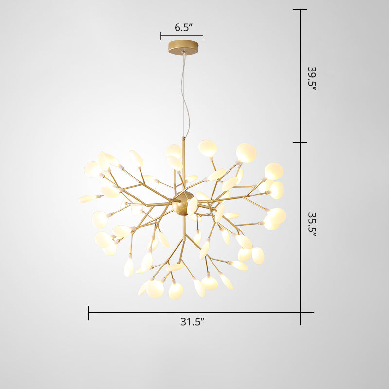 Acrylic Leaf Hanging Chandelier Designer Gold Finish Pendant Ceiling Light for Bedroom Clearhalo 'Ceiling Lights' 'Chandeliers' 'Modern Chandeliers' 'Modern' Lighting' 2460116