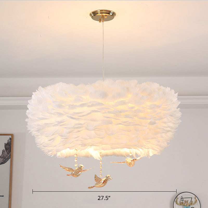 Feather Nest Shaped Chandelier Minimalism Pendant Light Fixture with Crystal Bird Decor Clearhalo 'Ceiling Lights' 'Chandeliers' 'Modern Chandeliers' 'Modern' Lighting' 2460122