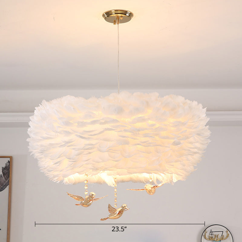 Feather Nest Shaped Chandelier Minimalism Pendant Light Fixture with Crystal Bird Decor Clearhalo 'Ceiling Lights' 'Chandeliers' 'Modern Chandeliers' 'Modern' Lighting' 2460124