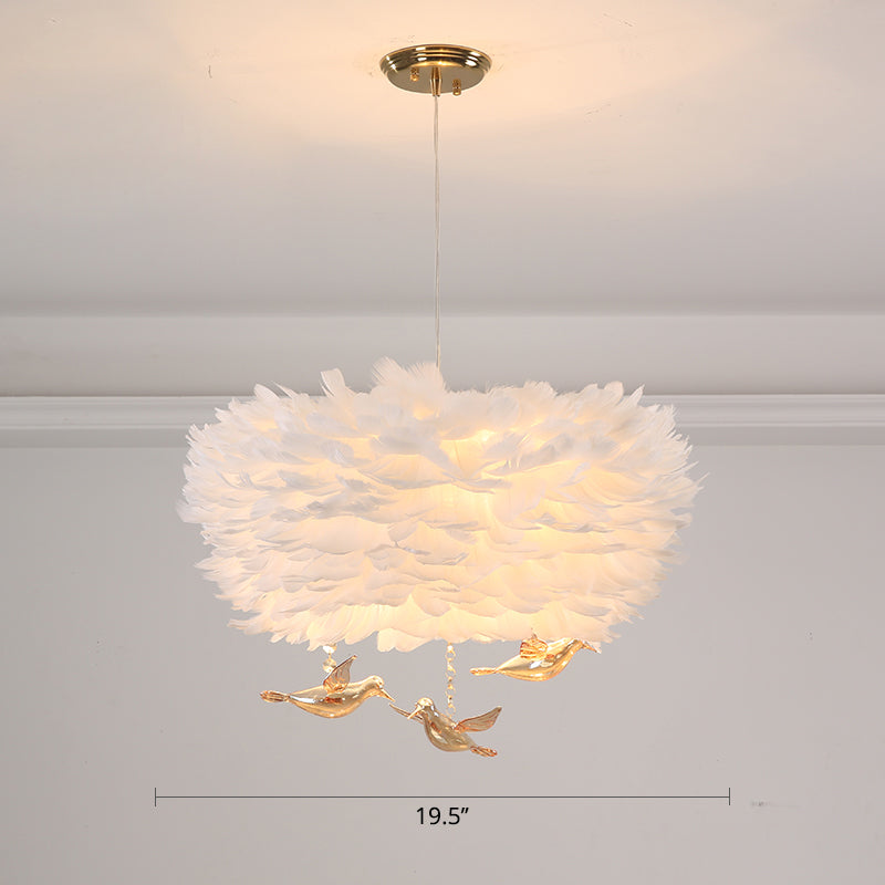 Feather Nest Shaped Chandelier Minimalism Pendant Light Fixture with Crystal Bird Decor Clearhalo 'Ceiling Lights' 'Chandeliers' 'Modern Chandeliers' 'Modern' Lighting' 2460126