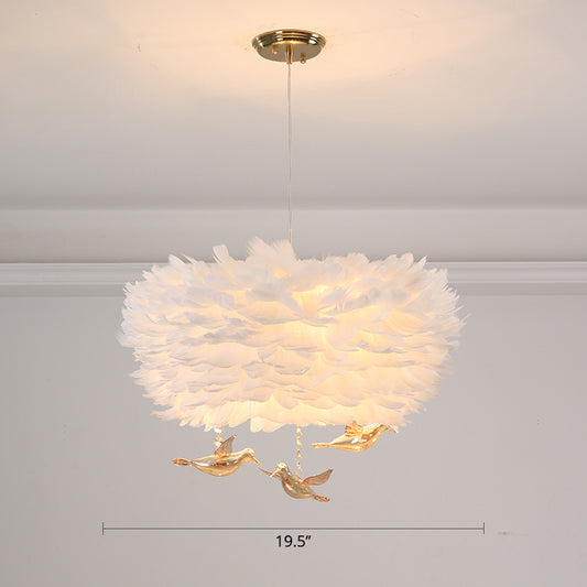 Feather Nest Shaped Chandelier Minimalism Pendant Light Fixture with Crystal Bird Decor Clearhalo 'Ceiling Lights' 'Chandeliers' 'Modern Chandeliers' 'Modern' Lighting' 2460126