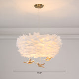 Feather Nest Shaped Chandelier Minimalism Pendant Light Fixture with Crystal Bird Decor Clearhalo 'Ceiling Lights' 'Chandeliers' 'Modern Chandeliers' 'Modern' Lighting' 2460126