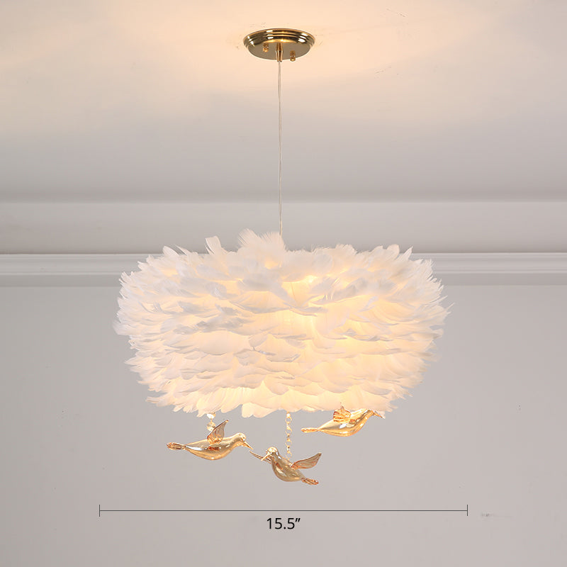 Feather Nest Shaped Chandelier Minimalism Pendant Light Fixture with Crystal Bird Decor Clearhalo 'Ceiling Lights' 'Chandeliers' 'Modern Chandeliers' 'Modern' Lighting' 2460128