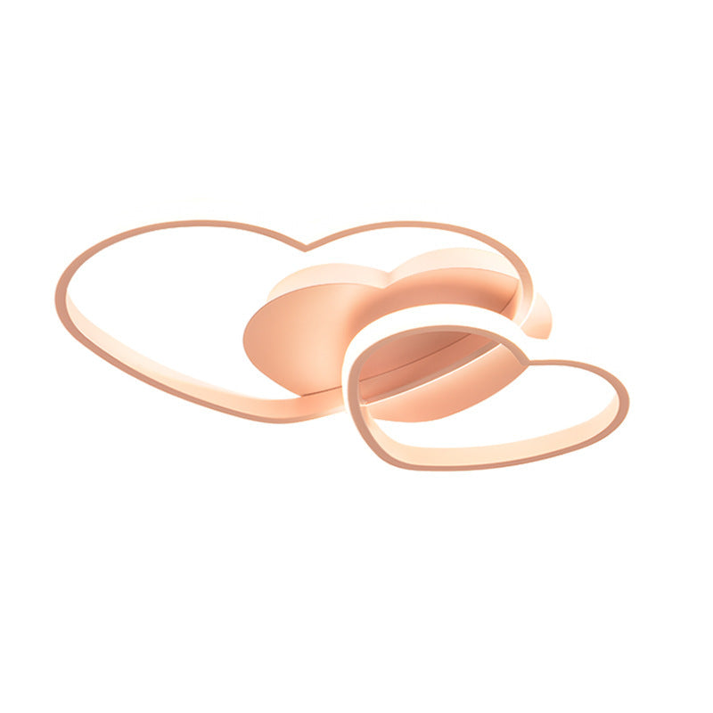 Double Heart Shaped Ceiling Light Romantic Minimalist Metal Bedroom Flush Mount Led Light Clearhalo 'Ceiling Lights' 'Close To Ceiling Lights' 'Close to ceiling' 'Flush mount' Lighting' 2460150