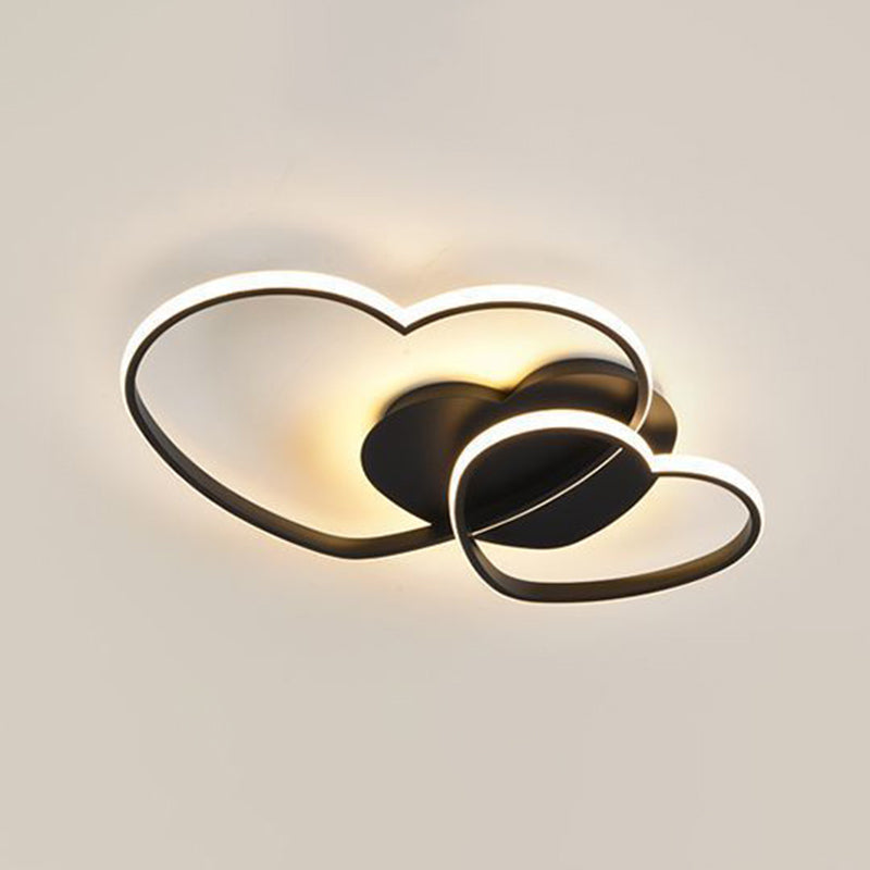 Double Heart Shaped Ceiling Light Romantic Minimalist Metal Bedroom Flush Mount Led Light Clearhalo 'Ceiling Lights' 'Close To Ceiling Lights' 'Close to ceiling' 'Flush mount' Lighting' 2460151