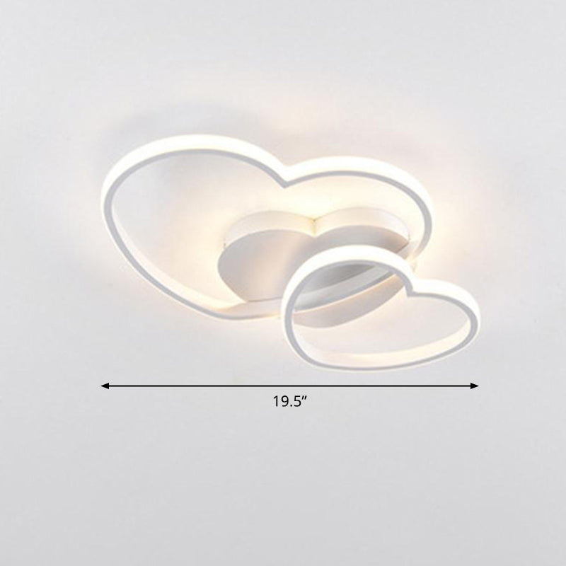 Double Heart Shaped Ceiling Light Romantic Minimalist Metal Bedroom Flush Mount Led Light Clearhalo 'Ceiling Lights' 'Close To Ceiling Lights' 'Close to ceiling' 'Flush mount' Lighting' 2460153