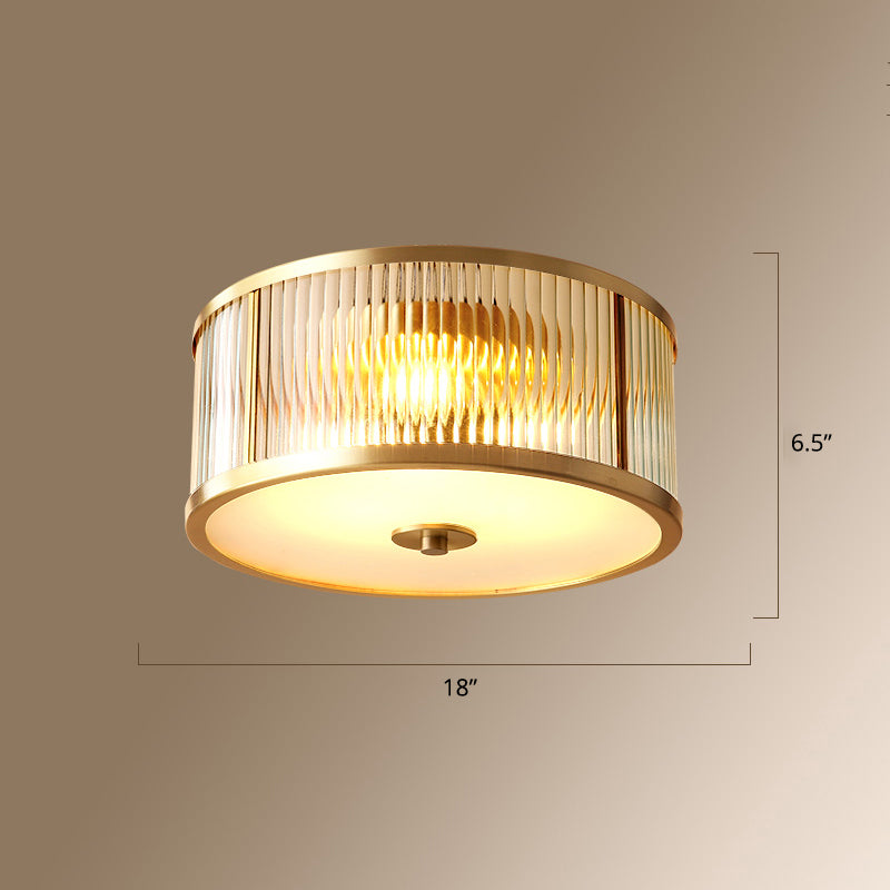 Gold Finish 4-Light Ceiling Fixture Colonial Style Frosted Glass Bowl Shaped Flush Mount Light Clearhalo 'Ceiling Lights' 'Close To Ceiling Lights' 'Close to ceiling' 'Flush mount' Lighting' 2460173