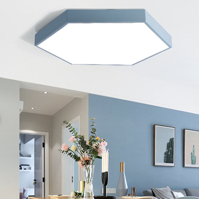 Hexagonal Metal Flush Ceiling Light Minimalist LED Flush Mount Recessed Lighting for Living Room Blue Clearhalo 'Ceiling Lights' 'Close To Ceiling Lights' 'Close to ceiling' 'Flush mount' Lighting' 2460238