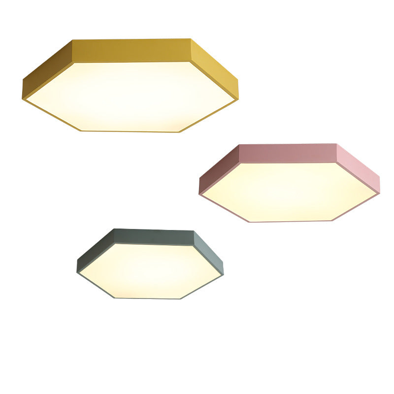 Hexagonal Metal Flush Ceiling Light Minimalist LED Flush Mount Recessed Lighting for Living Room 19.5" Clearhalo 'Ceiling Lights' 'Close To Ceiling Lights' 'Close to ceiling' 'Flush mount' Lighting' 2460239