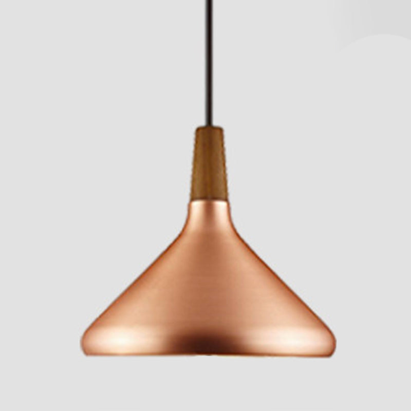 Conical Metal Suspension Lighting Nordic 1 Head Pendant Light Fixture for Dining Room Rose Gold 10.5" Clearhalo 'Ceiling Lights' 'Modern Pendants' 'Modern' 'Pendant Lights' 'Pendants' Lighting' 2460298