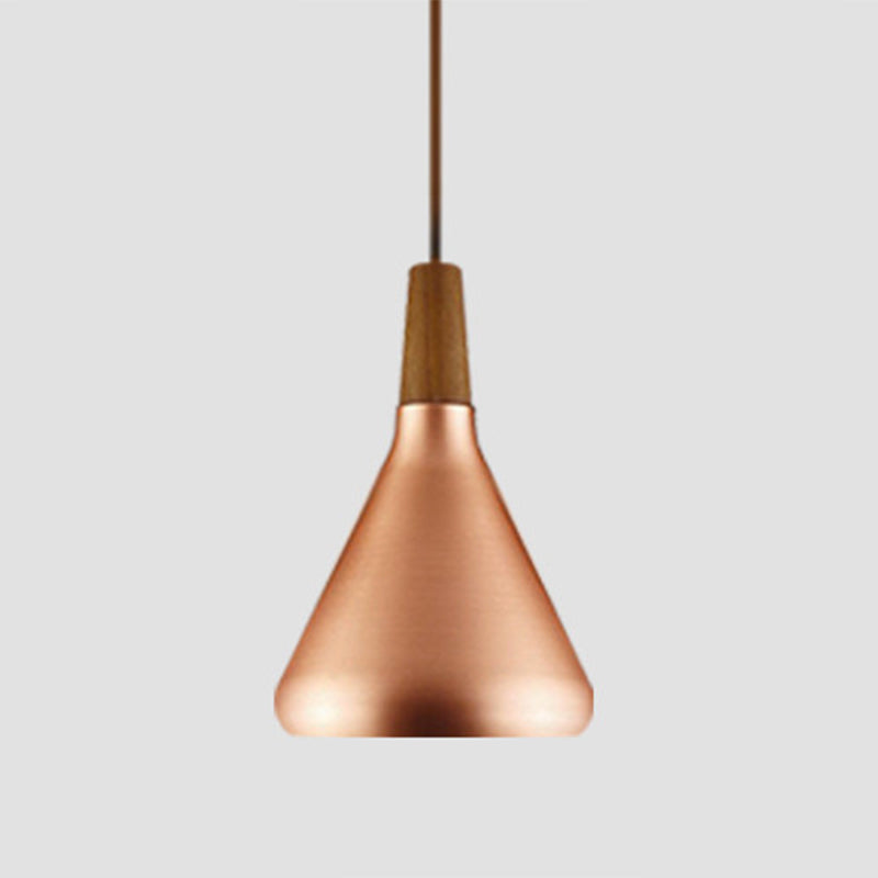 Conical Metal Suspension Lighting Nordic 1 Head Pendant Light Fixture for Dining Room Rose Gold 7" Clearhalo 'Ceiling Lights' 'Modern Pendants' 'Modern' 'Pendant Lights' 'Pendants' Lighting' 2460299