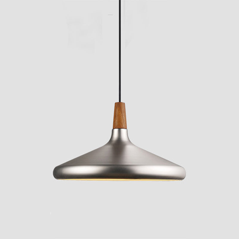 Conical Metal Suspension Lighting Nordic 1 Head Pendant Light Fixture for Dining Room Silver 15.5" Clearhalo 'Ceiling Lights' 'Modern Pendants' 'Modern' 'Pendant Lights' 'Pendants' Lighting' 2460300
