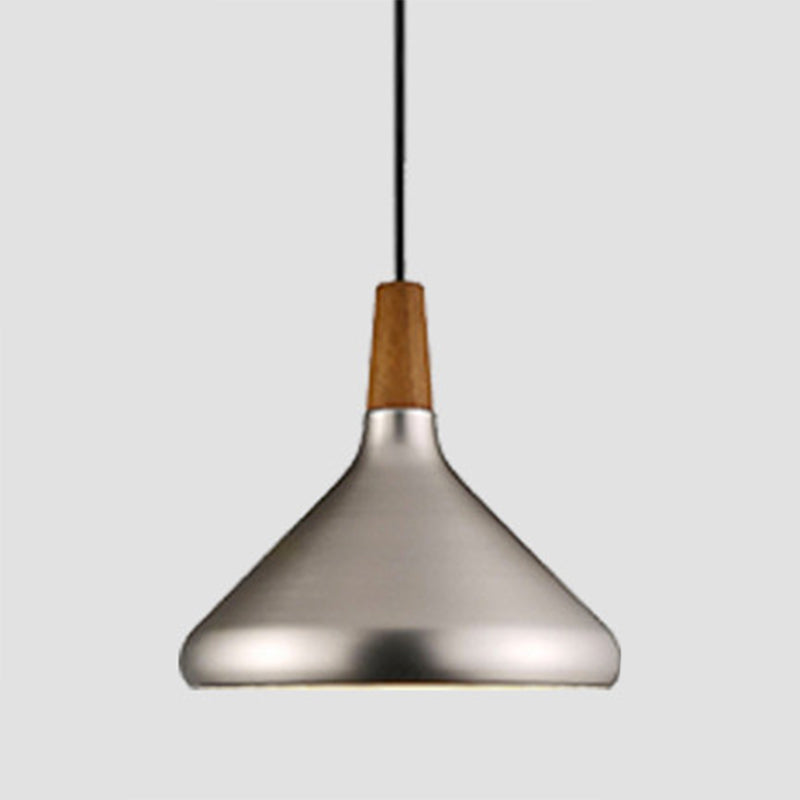 Conical Metal Suspension Lighting Nordic 1 Head Pendant Light Fixture for Dining Room Silver 10.5" Clearhalo 'Ceiling Lights' 'Modern Pendants' 'Modern' 'Pendant Lights' 'Pendants' Lighting' 2460301