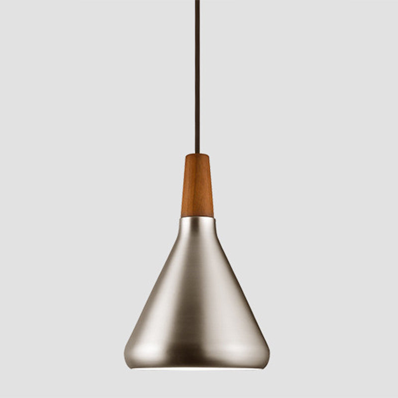 Conical Metal Suspension Lighting Nordic 1 Head Pendant Light Fixture for Dining Room Silver 7" Clearhalo 'Ceiling Lights' 'Modern Pendants' 'Modern' 'Pendant Lights' 'Pendants' Lighting' 2460302